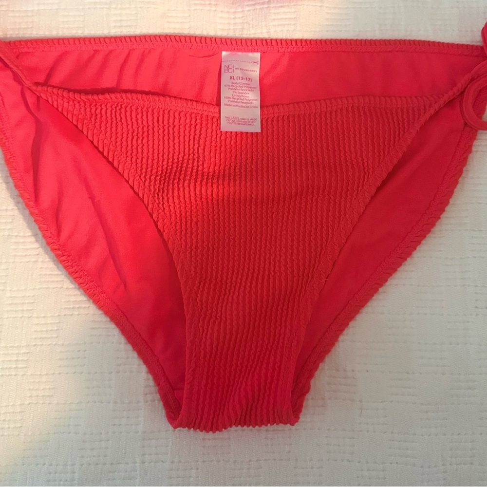 No Boundaries Hot Pink Bikini and Coral Red Bottoms. - Picture 2 of 9